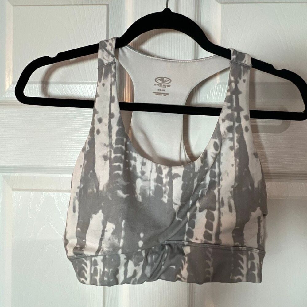Athletic Gray Tie-Dye Sports Bra | Medium Support | Size M